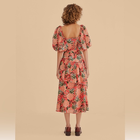 Farm Rio Red Pineapple Bloom Cut Out Midi Dress - Picture 7 of 9